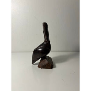 Vintage Carved Wooden Pelican Statue Figure MCM Home Decor Beautiful